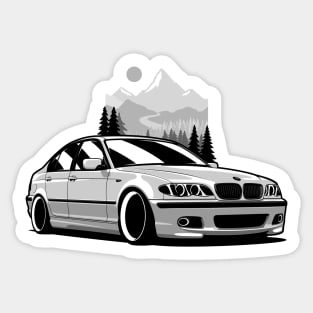 White E46 Sedan Mountains Sticker